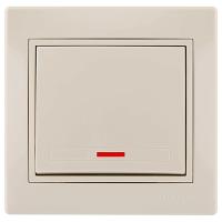 Мира выключатель скрытая бежевый 1кл 10А с подсветкой IP20 