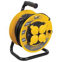 Удлинитель 4-мест 20м ПВС 3*1,5 черный катушка IP44 IEK 