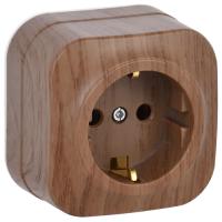 Глори дуб розетка открытая 1-мест заземление IP20 