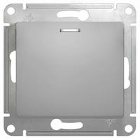 Глосса алюминий выключатель 1кл с подсветкой скрытая 10А IP20 