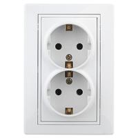 Плано белый розетка скрытая 2-мест заземление IP20 