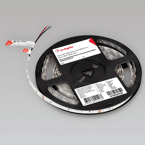 Лента RT-B60-10mm 24V RGB (14.4 W/m, IP20, 5060, 5m) (ARL, Открытый)