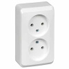 Этюд белый розетка открытая 2-мест IP20