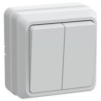 Октава белый выключатель 2кл открытая 10А IP20 
