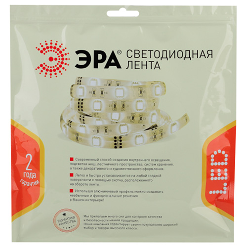 Лента свд 24В 20Вт/м 192свд/м 3000К 1300лм/м 2835 IP33 ЭРА 5м