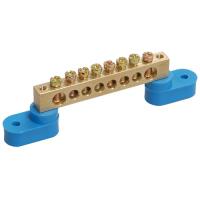 Шина нулевая 6*9 8групп на 2 угловых изолятора синий винтовой IEK