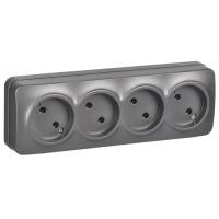 Глори сталь розетка открытая 4-мест IP20 