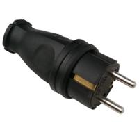 Вилка 16А прямая заземление черный каучук IP44 IN HOME 9210