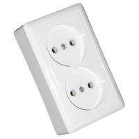 Хит белый розетка открытая 2-мест IP20 