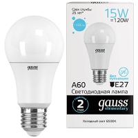 Лампа свд 220В Е27 15Вт 6500К 1480лм стандарт A60 матовая Gauss 