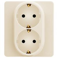 Инспириа слоновая кость розетка скрытая 2-мест заземление IP20 моноблок с рамкой