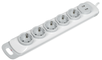 Удлинитель 5-мест 1,5м ПВС 3*1 белый выкл 2*USB IEK  