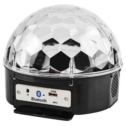 Светильник-проектор свд Диско-шар RGBYPW музыкальный с ДУ, Bluetooth, USB, вращающийся