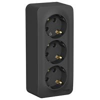 Бланка антрацит розетка открытая 3-мест заземление IP20