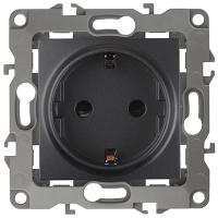 ЭРА12 антрацит розетка скрытая 1-мест заземление IP20 