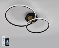 Светильник потолочный (люстра) свд 50Вт 3000К-6500К 5000лм черный/золото пульт диммер Мобильное прил