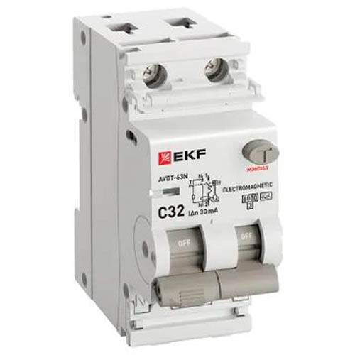 Дифавтомат 2Р 32А C тип A 30мА 6кА 2мод АВДТ-63N EKF PROxima