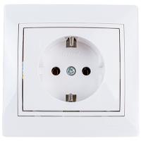 Мира белый розетка скрытая 1-мест заземление IP20 