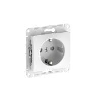 Атлас белый розетка скрытая 1-мест заземление шторки быстрозажим. клем. IP20 