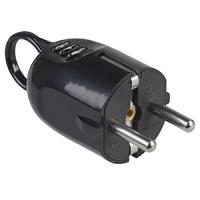 Вилка 16А угловая с ушком заземление черный пластик IP20 IEK 