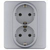 Инспириа алюминий розетка скрытая 2-мест заземление IP20 моноблок с рамкой