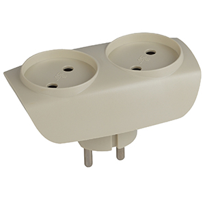 Разветвитель 2-мест 16А бежевый овал пластик ЭРА 