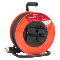 Удлинитель 4-мест 50м ПВС 3*1,5 красный катушка пластик IP44 EKF 