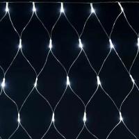 Гирлянда сеть 1,5*1,5м белый 160свд с контроллером IP44 прозрачный провод 8реж
