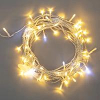 Гирлянда нить 20м теплый белый 150свд соединяемая IP44 прозрачный провод (до 5мод.) мерцание
