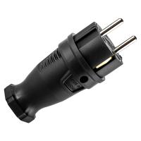 Вилка 16А прямая заземление черный каучук IP44 PlexUp аналог 358014