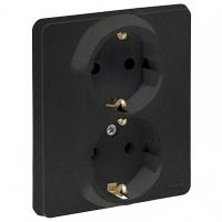 Инспириа антрацит розетка скрытая 2-мест заземление IP20 моноблок с рамкой