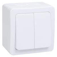 Гермес белый выключатель 2кл открытая 10А IP54 