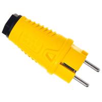 Вилка 16А прямая заземление желтый резина IP54 PCE маркер черный