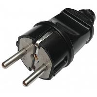 Вилка 16А прямая заземление черный пластик IP20 IN HOME 4240