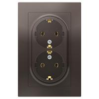 Атлас мокко розетка скрытая 2-мест заземление IP20 