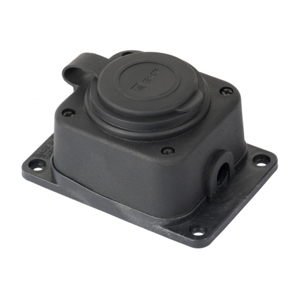 Колодка 1-мест 16А черный каучук заземление IP44 EKF