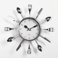 Часы настенные кухня серебро Вилки, ложки, поварешки