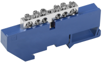 Шина нулевая 6*9 6групп комбинированный DIN-изолятор типа "Стойка" синий на DIN-рейку IEK