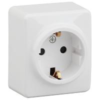 Эксперт белый розетка открытая 1-мест заземление IP20 