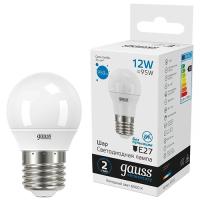 Лампа шар свд Е27 12Вт 6500К 950лм G45 матовый Gauss 