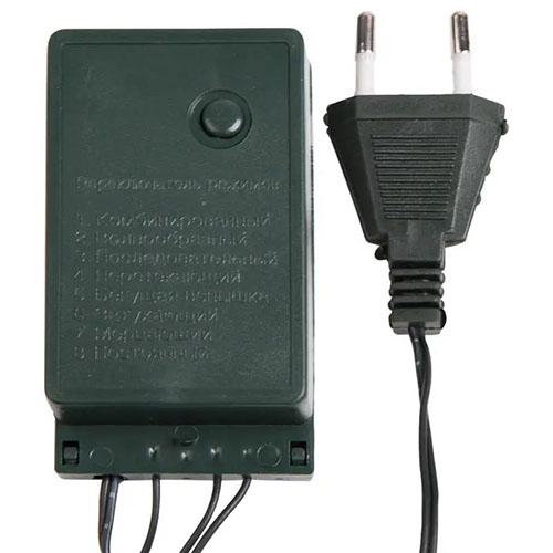 Гирлянда нить 20м белый 200свд с контроллером IP20 зеленый провод 8 режимов