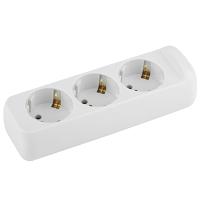 Колодка 3-мест 10А белый пластик заземление IP20 ЭРА ABS-пластик