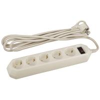 Фильтр сетевой 5-мест 3м ПВС 3*0,75 бежевый выкл ЭРА 