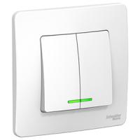 Бланка выключатель скрытая белый 2кл 6А с подсветкой IP20 