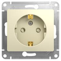 Глосса бежевый розетка скрытая 1-мест заземление шторки IP20 