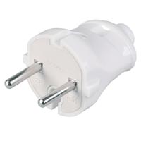 Вилка 6А прямая белый пластик IP20 IEK аналог340120