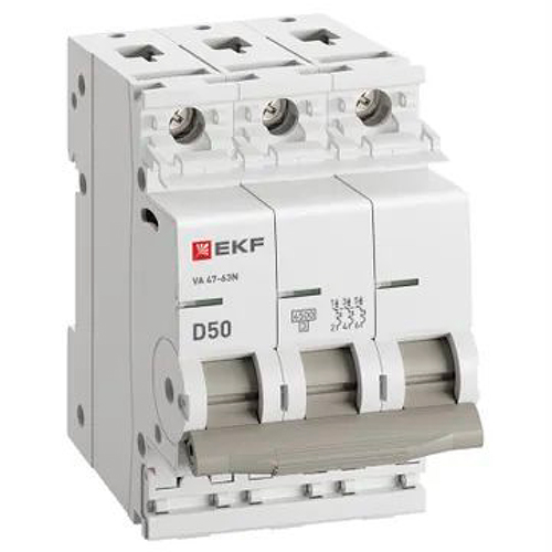 Автомат 3Р 50А D 4,5кА ВА47-63N EKF PROxima