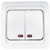 Классико белый выключатель 2кл с подсветкой скрытая 10А IP20 