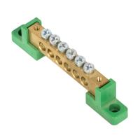 Шина нулевая 6*9 6групп 2 угловых изолятора зеленый винтовой по краям EKF