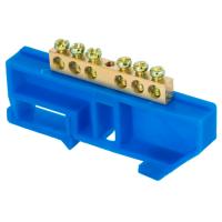 Шина нулевая 6*9 6групп DIN-изолятор синий на DIN-рейку EKF 